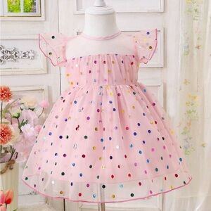🌸2/$10 Pink Polka Dot 9-12M Party Dress